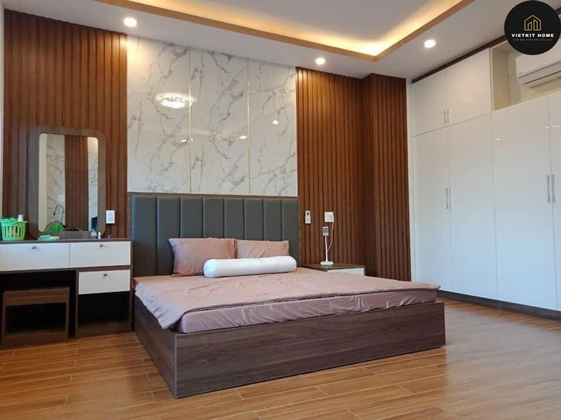Ốp Vách Phòng Ngủ Đẹp với Nhựa PVC , Lam Sóng- Vietkit Home
