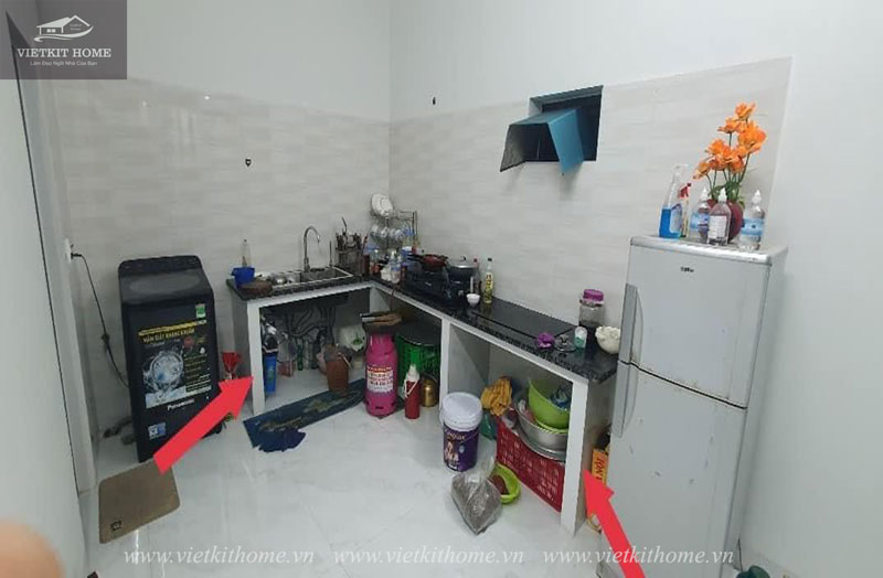 VIETKIT HOME làm tủ bếp đã có bệ bê tông giá rẻ nhất Long Biên Hà Nội.