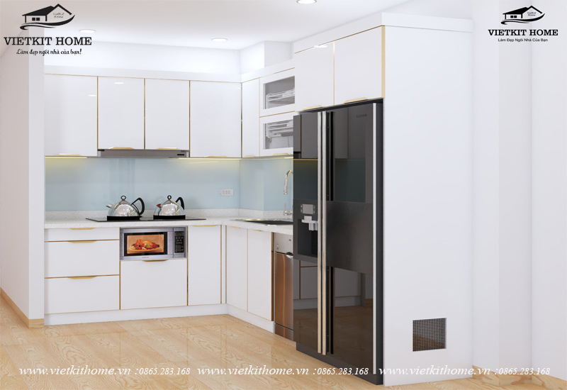 Thiết 3D tủ bếp Inox 304-Cánh kính cường lực