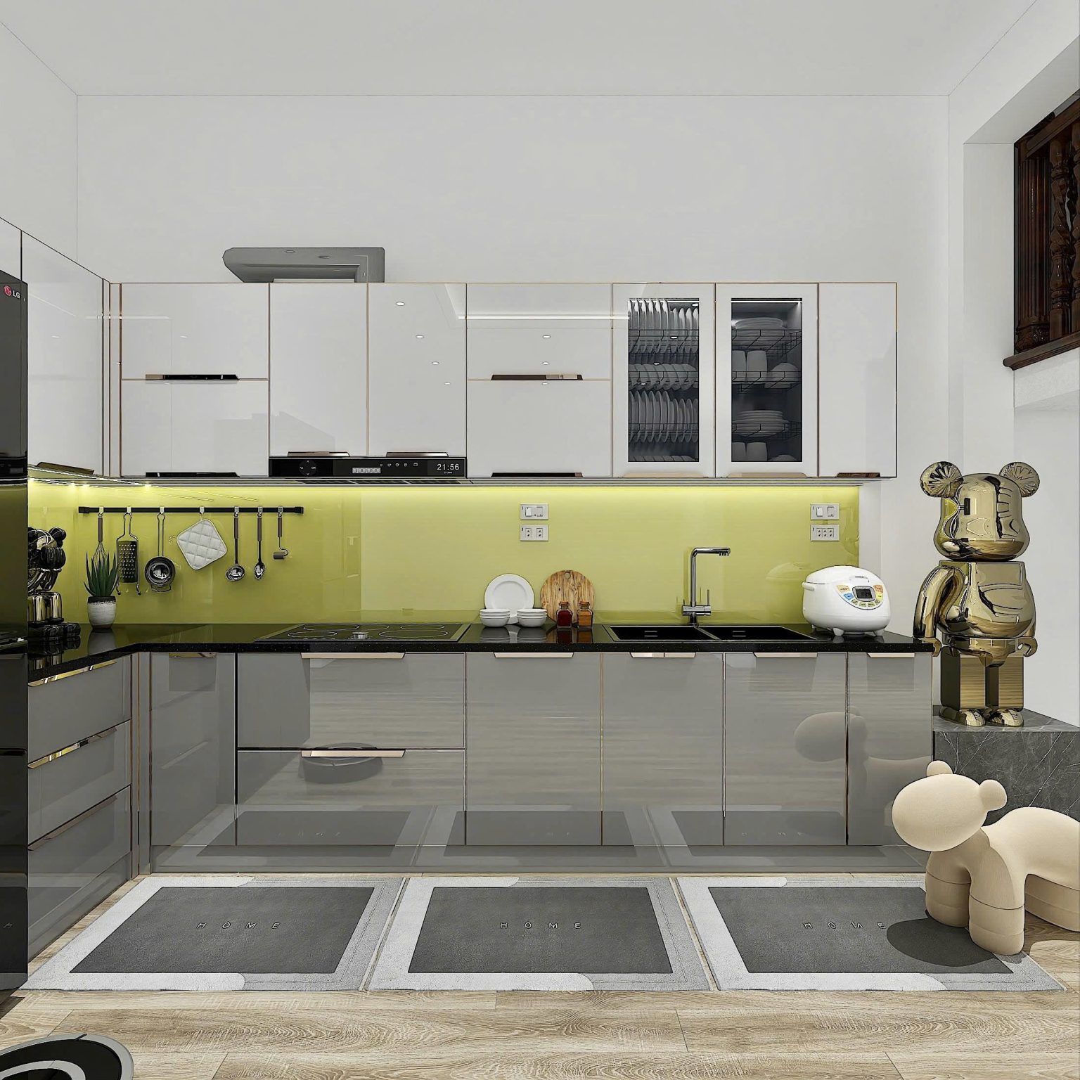 Tủ bếp inox 3 lớp