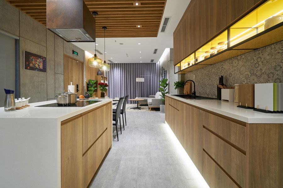 Tủ bếp inox cánh Laminate