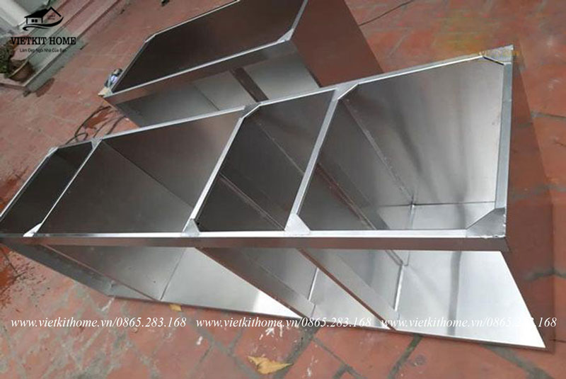 tủ bếp inox cánh gỗ xoan đào