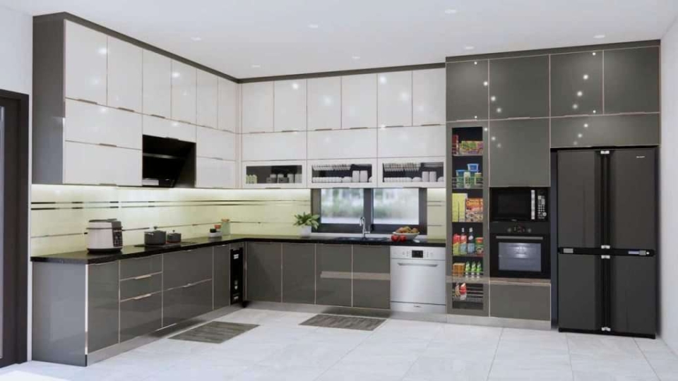 tủ bếp inox cánh kính