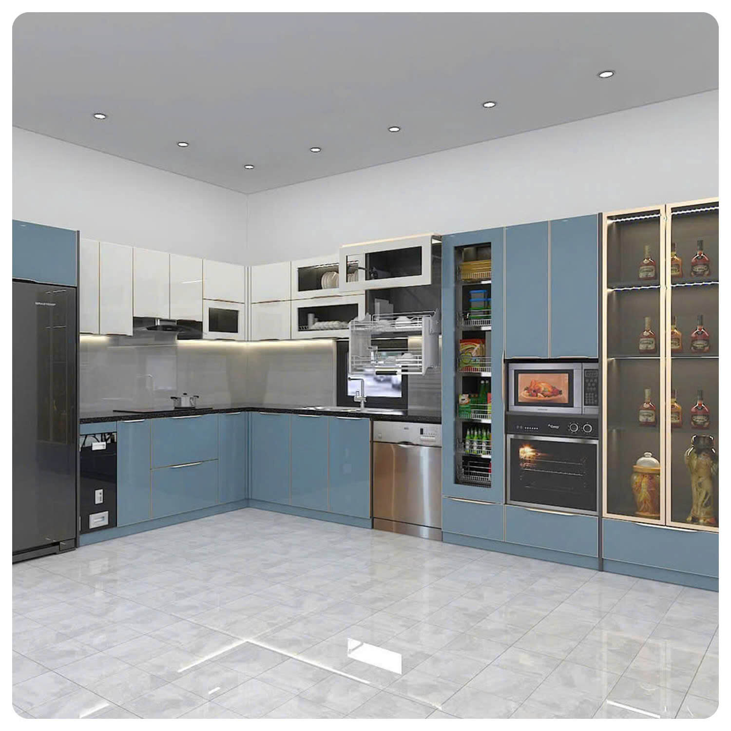 tủ bếp cánh kính