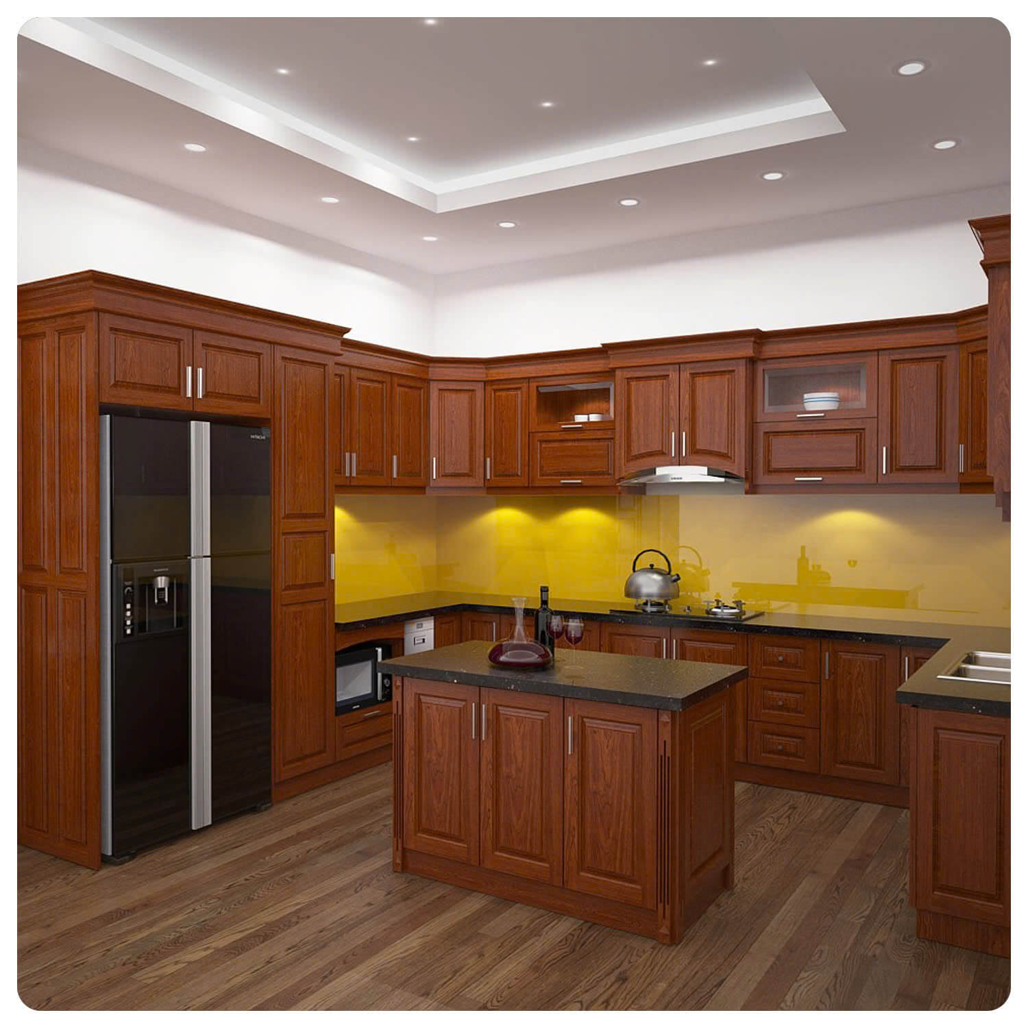 tủ bếp gỗ sồi