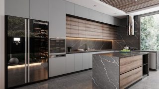 Xưởng Tủ Bếp Có Bàn Đảo Acrylic 2021, Nội Thất Tủ Bếp 2021